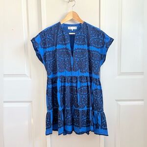Zara Royal Blue Embroidered Tiered Mini Dress – Size M